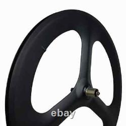 Road Track Bicycle Fixe Gear Carbon 3 Spoke Wheels Clincher Integrated Wheelset