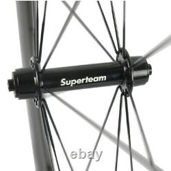 SUPERTEAM 700C 60mm Carbon Wheels Alloy Braking Surface Road Bicycle Wheelset