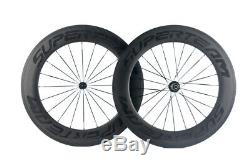 SUPERTEAM 88mm Bicycle Carbon Wheelset Clincher Road Wheels R13 Hub 700C Matte