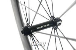 SUPERTEAM 88mm Bicycle Carbon Wheelset Clincher Road Wheels R13 Hub 700C Matte