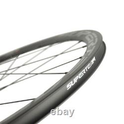 SUPERTEAM Disc Brake Clincher Carbon Wheel 38mm Road Bicycke Wheelset 3K Matte