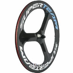 SUPERTEAM Road Bike Tri Spoke Wheel Clincher 70mm Carbon Wheelset 3 Spoke Wheels