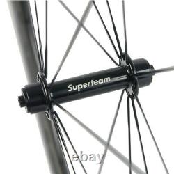 SUPERTEAM Road Bike Wheels 38mm Carbon Fiber Wheelset Clincher Bicycle Wheelset