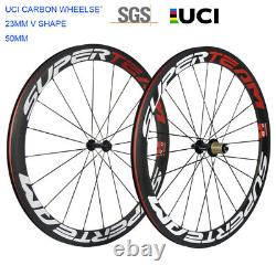 SUPERTEAM UCI Carbon Wheel 700C Clincher Carbon Fiber Wheels Road Bike Wheelset