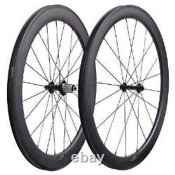 Superlight 700C Road Bike Carbon Fiber Wheelset Tubuless 38/50/60/88mm Depth