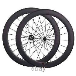 Superlight 700C Road Bike Carbon Fiber Wheelset Tubuless 38/50/60/88mm Depth