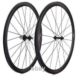 Superlight 700C Road Bike Carbon Fiber Wheelset Tubuless 38/50/60/88mm Depth