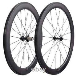 Superlight 700C Road Bike Carbon Fiber Wheelset Tubuless 38/50/60/88mm Depth