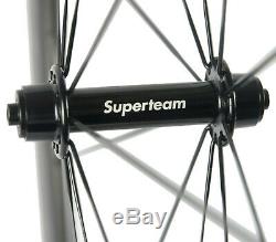 Superteam 50mm Carbon Fiber Road Bike Clincher Wheels 23mm Bicycle Wheelset