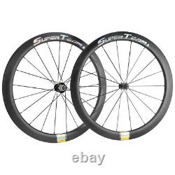 Superteam 50mm Carbon Wheels Road Bike Front+Rear Clincher 25mm Bicycle Wheelset