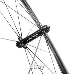 Superteam 50mm Carbon Wheels Road Bike Front+Rear Clincher 25mm Bicycle Wheelset