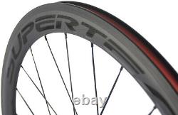 Superteam 50mm Road Bike Wheels Carbon Fiber Wheelset Clincher Bicycle Wheelset