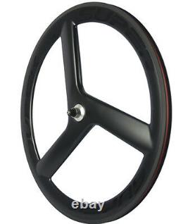 Superteam 56mm 700C Track/Road Carbon Wheelset Clincher Tri Spoke Front Wheel