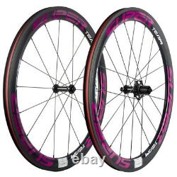 Superteam Carbon Wheels 50mm Rose red Bicycle Wheelset Road Clincher 25mm Width
