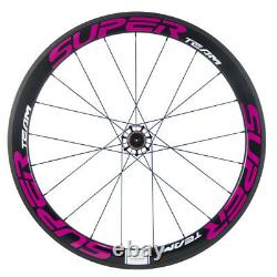 Superteam Carbon Wheels 50mm Rose red Bicycle Wheelset Road Clincher 25mm Width