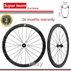 Superteam Disc Brake 700C Clincher 45mm Carbon Wheelset Thru Axle Road Bicycle