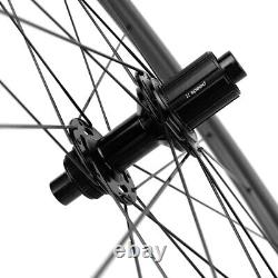 Superteam Disc Brake 700C Clincher 45mm Carbon Wheelset Thru Axle Road Bicycle