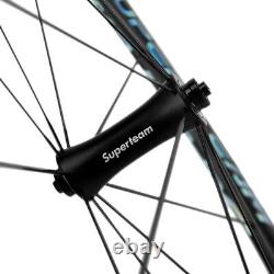 Superteam Road Bike Wheels 38mm Carbon Fiber Wheelset Clincher Bicycle Wheelset