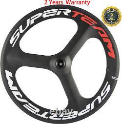 Superteam Tri Spoke Wheel Bicycle Front/Rear Road/Track Bike 3 Spoke Wheels 700C