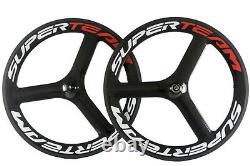 T700C Superteam 65mm Tri Spoke Carbon Wheelset 3 Spokes Road Bike Bicycle Wheels