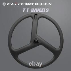 Time Trial Carbon Tri Spoke Disc Wheelset V Brake Road Clincher Tubular Racing