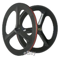 Tri Spoke 70mm Deep Tri Spoke Bike Wheels 700C Carbon Wheelset Road Bike Wheels