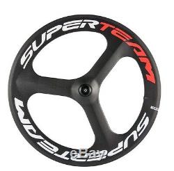 Tri Spoke Carbon Wheelset Superteam Clincher Wheels Front Road Bike Wheel 700C