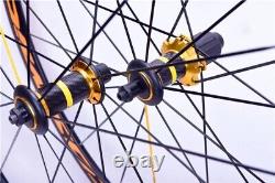Ultralight 700C Road Bicycle Aluminum Wheelset with V Brake Carbon Fiber Hub