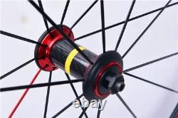 Ultralight 700C Road Bicycle Aluminum Wheelset with V Brake Carbon Fiber Hub