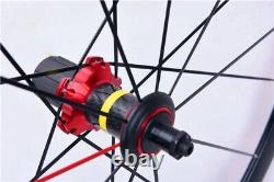 Ultralight 700C Road Bicycle Aluminum Wheelset with V Brake Carbon Fiber Hub