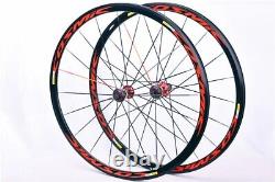 Ultralight 700C Road Bicycle Aluminum Wheelset with V Brake Carbon Fiber Hub