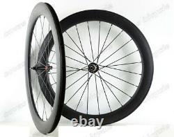 Urltra-Light Road Bike Carbon Wheels 700C 23mm Width 60mm Depth Clincher/Tubular