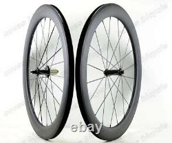 Urltra-Light Road Bike Carbon Wheels 700C 23mm Width 60mm Depth Clincher/Tubular
