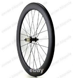 Urltra-Light Road Bike Carbon Wheels 700C 23mm Width 60mm Depth Clincher/Tubular